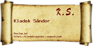 Kladek Sándor névjegykártya
